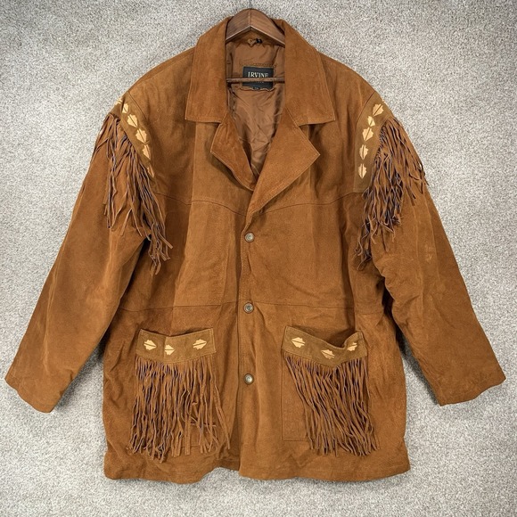 Irvine Park 2xl Plus Size Unisex Suede Fringe Jacket Embroidered Western *Stains